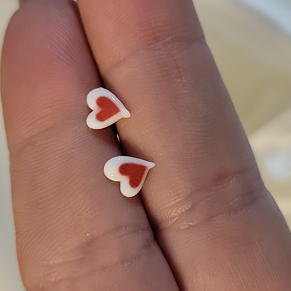 🔥LAST PAIR🔥 Tiny Ceramic Heart Stud Earrings, handmade